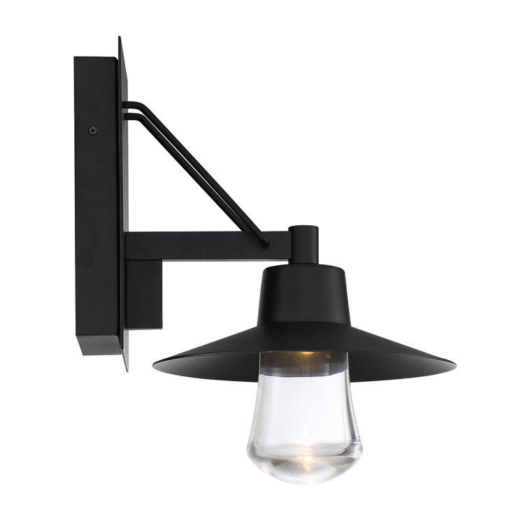 Black Mouth Blown Glass Dimmable LED Outdoor Wall Lantern