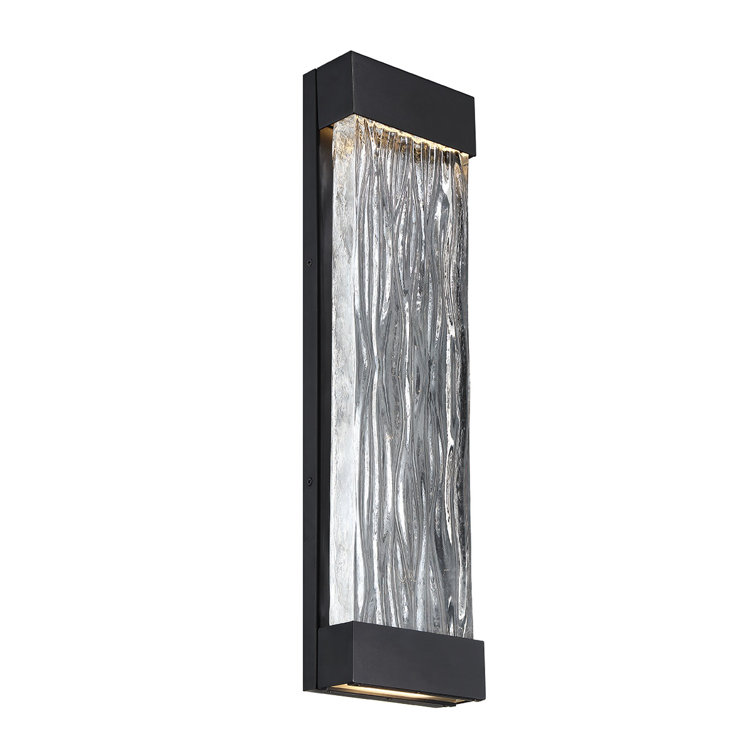 Fathom Black Aluminum 22" LED Wall Light with Clear Art Cast Glass