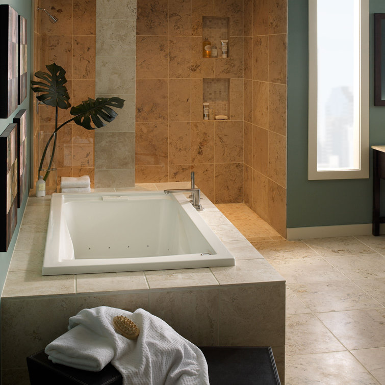White Acrylic Drop-in Bathtub with Jets