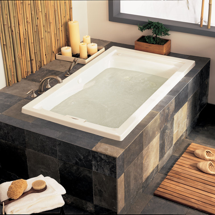 White Acrylic Drop-in Bathtub with Jets
