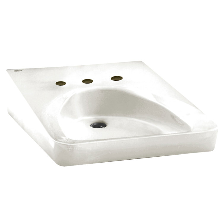 White Ceramic Wall-Mount ADA Compliant Bathroom Sink
