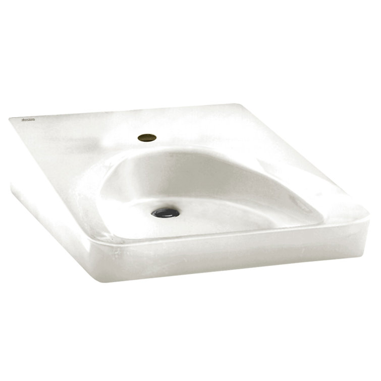White Ceramic Wall-Mount ADA Compliant Bathroom Sink