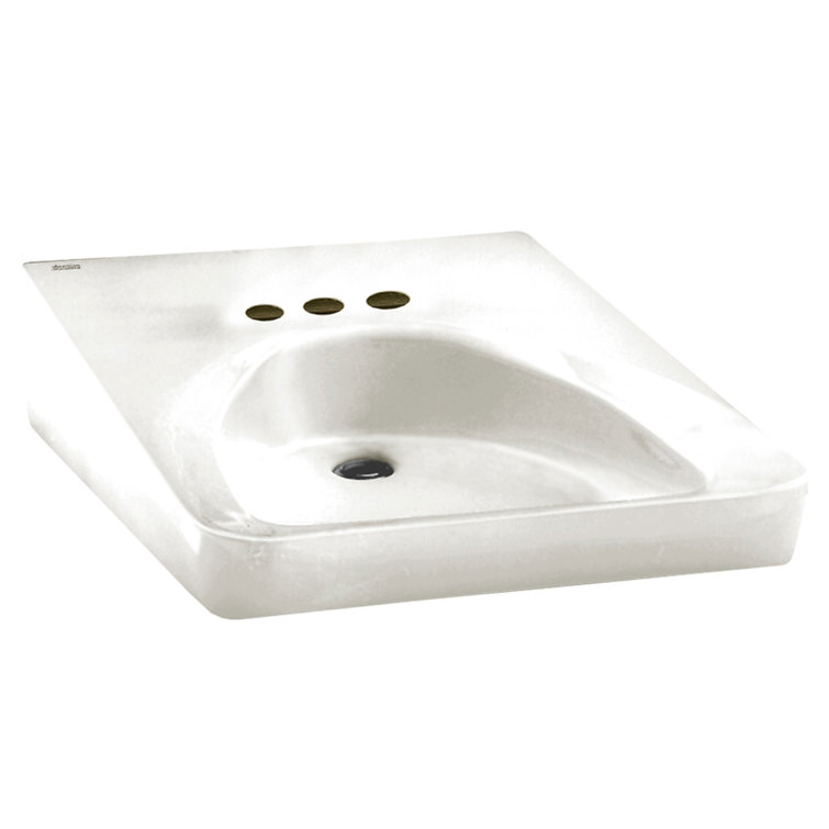 White Ceramic Wall-Mount Sink for Wheelchair Users