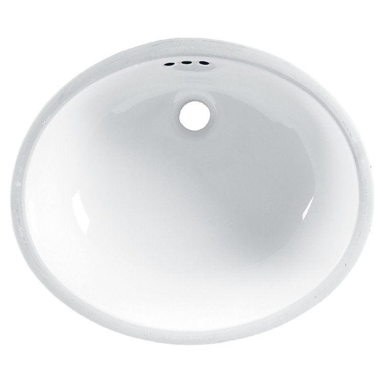 White Ceramic Oval Undermount Bathroom Sink with Overflow