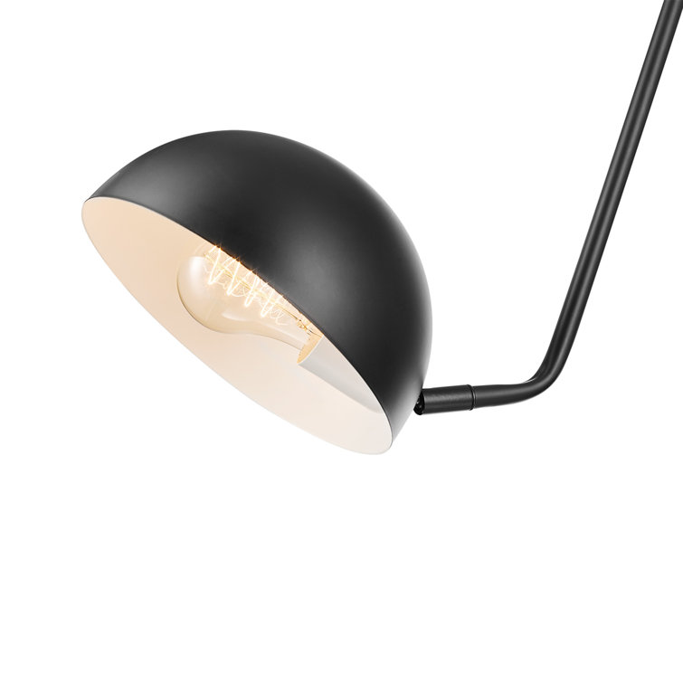 Mid-Century Matte Black Plug-In Wall Sconce with Antique Brass Accents
