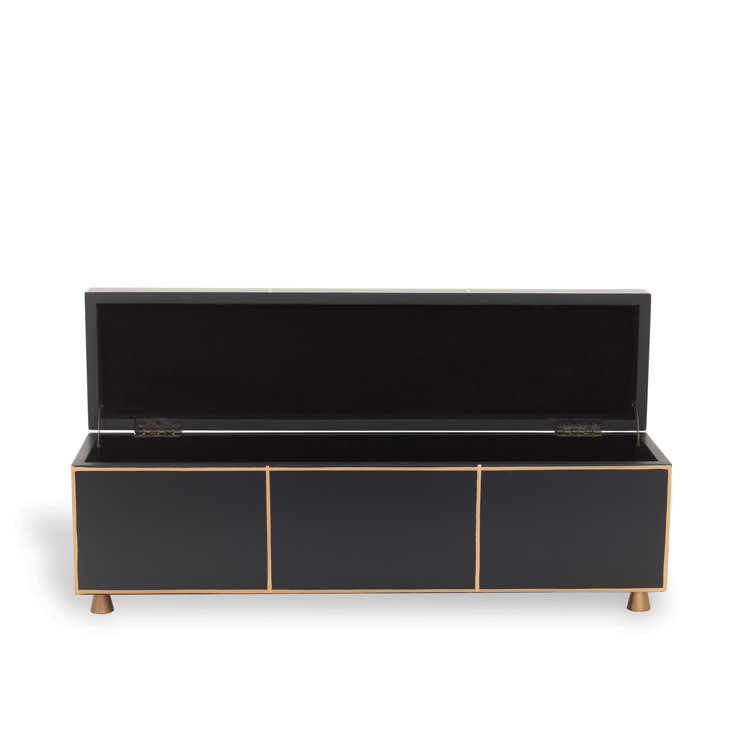 Black and Gold Mid-Century Modern Wooden Decorative Box