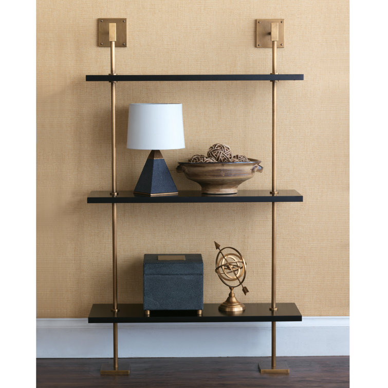 Gray Solid Brass Pyramid Base Table Lamp with Linen Shade