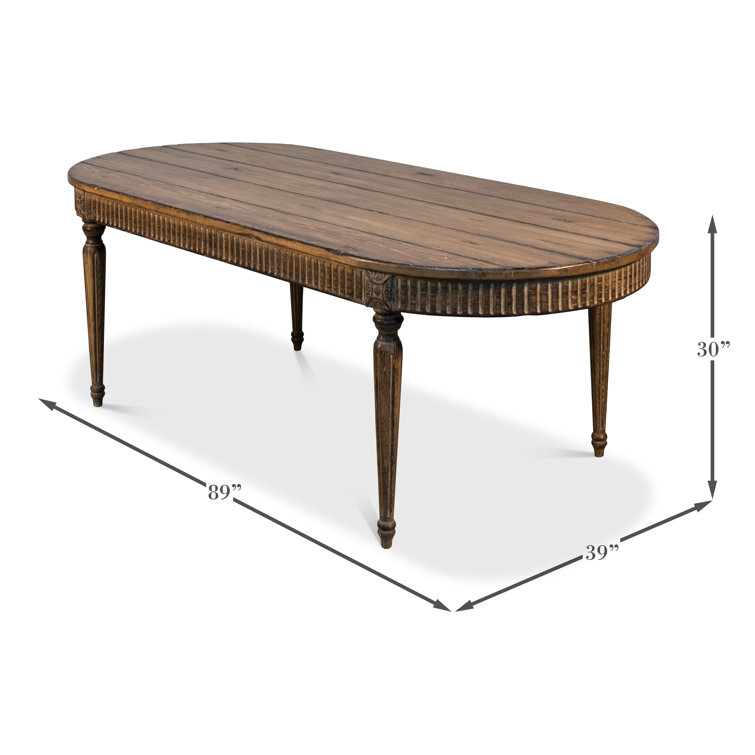 Brown Oval Extendable Wood Dining Table