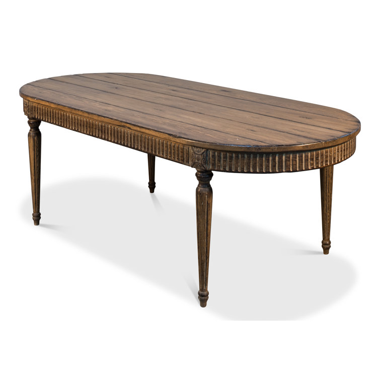 Brown Oval Extendable Wood Dining Table