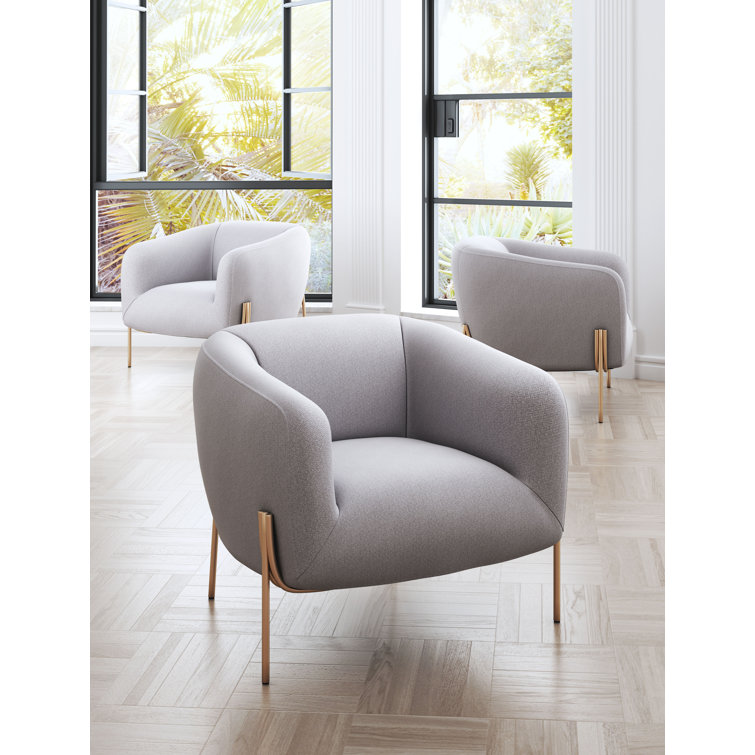 Gray and Gold Curved Modern Accent Chair