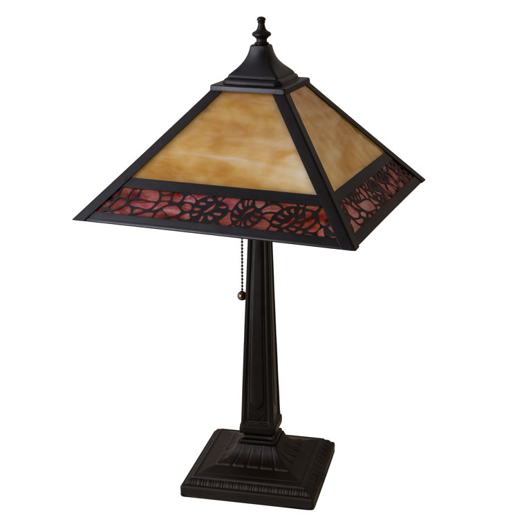 Meyda 13" Bronze and Stained Glass Lotus Leaf Accent Lamp