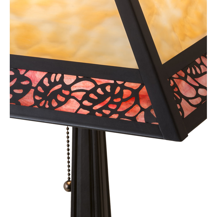 Meyda 13" Bronze and Stained Glass Lotus Leaf Accent Lamp
