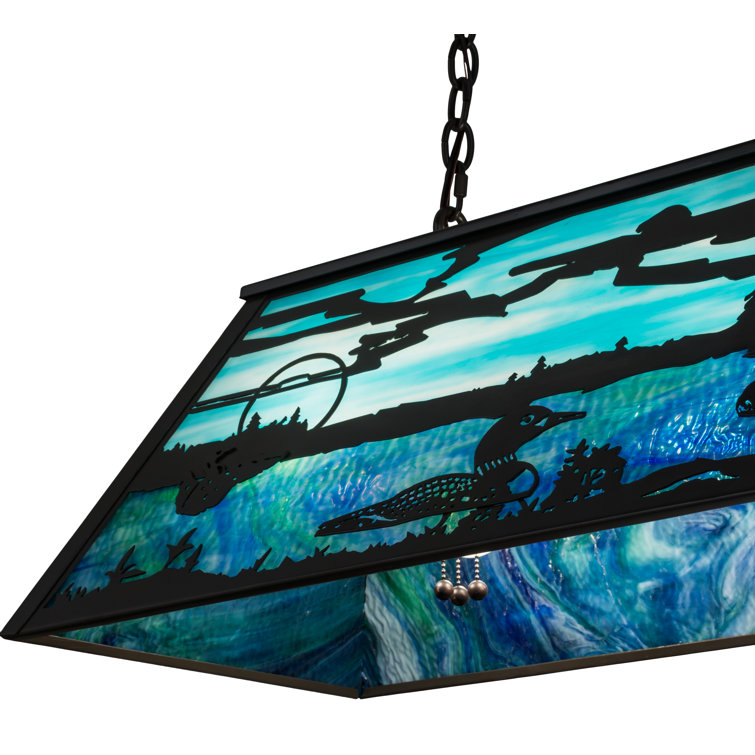 Old Forge Timeless Bronze 6-Light Island Pendant with Green and Blue Glass