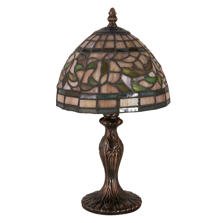 Tiffany Style Multicolor Stained Glass Table Lamp with Bronze Base