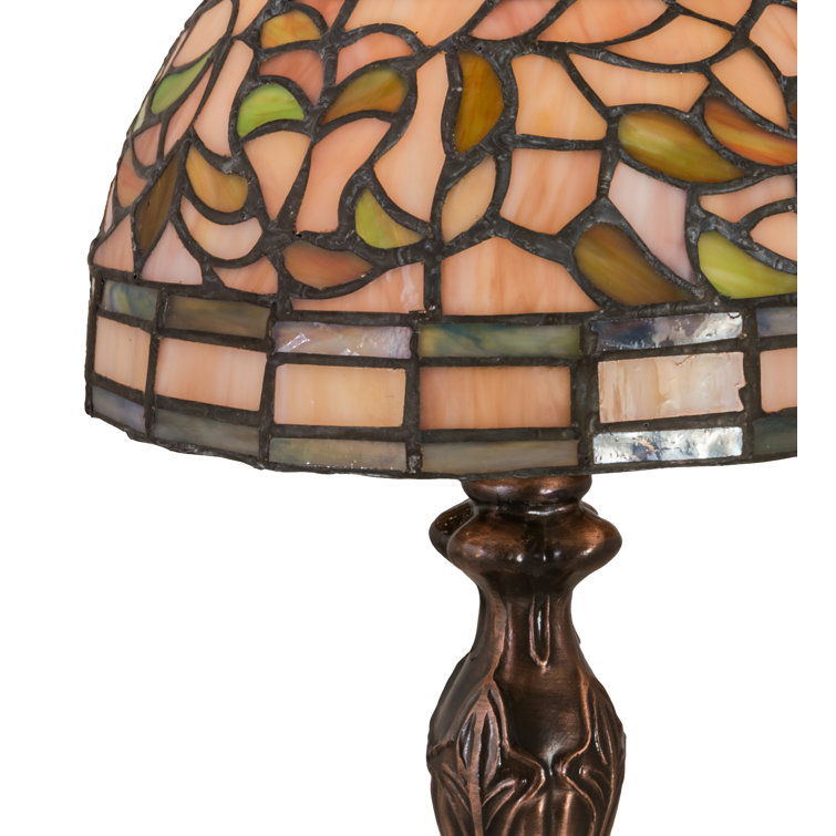 Tiffany Style Multicolor Stained Glass Table Lamp with Bronze Base