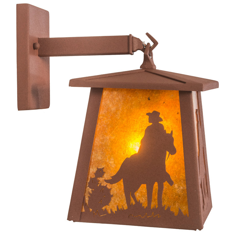 Rustic Amber Mica and Steel Bell-Shaped Dimmable Wall Sconce