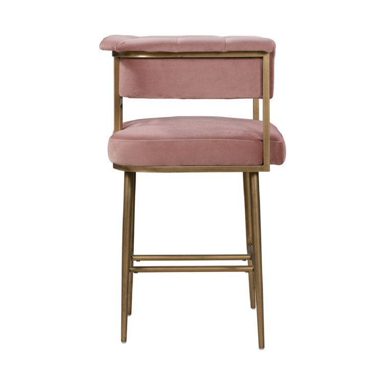 Astrid Blush Velvet 26" Counter Stool with Gold Metal Frame