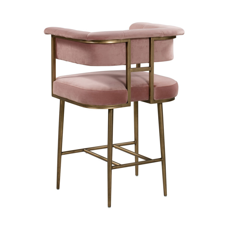 Astrid Blush Velvet 26" Counter Stool with Gold Metal Frame