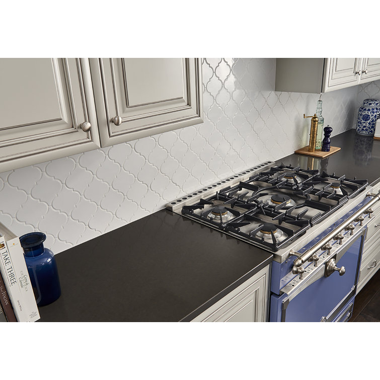Whisper White Arabesque Ceramic Mosaic Tile Sheet
