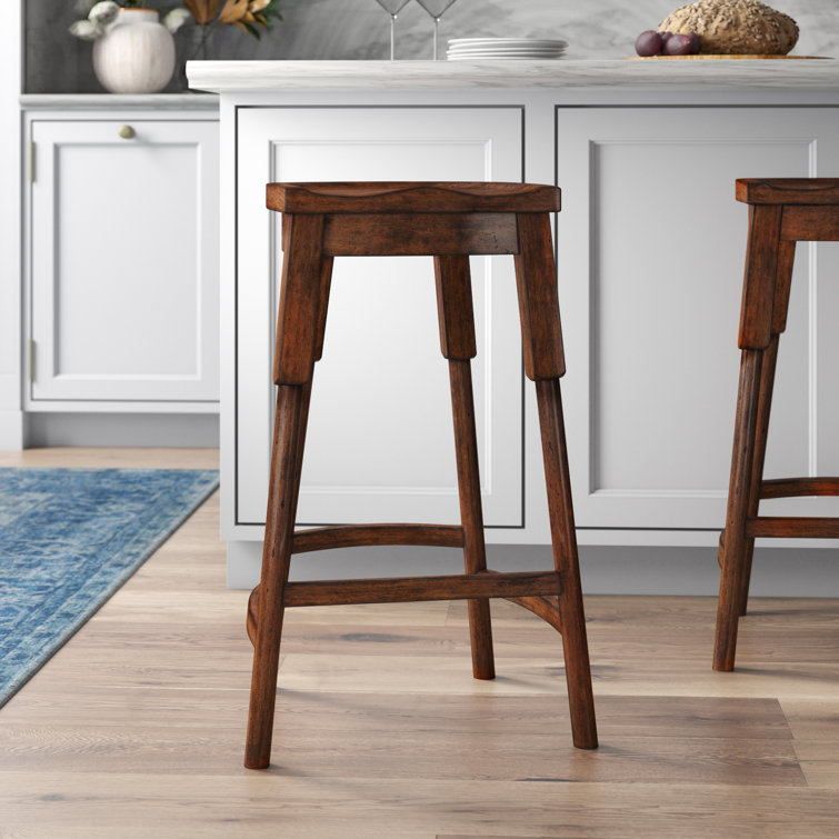 Byron Brown Solid Wood Saddle Counter Stool