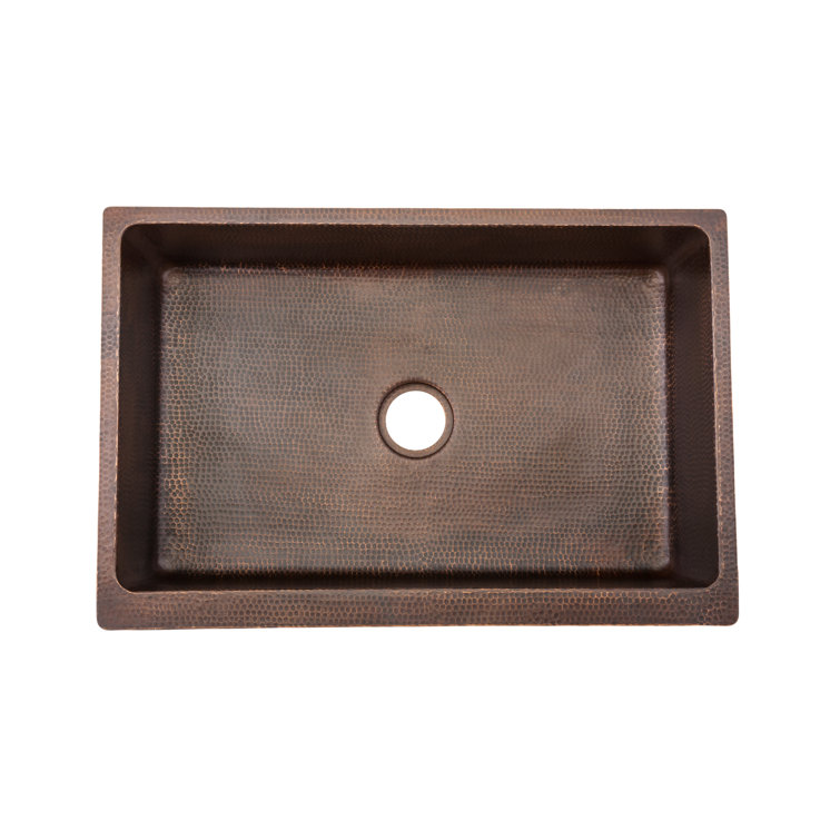 33" Hammered Copper Farmhouse Drop-In Kitchen Sink