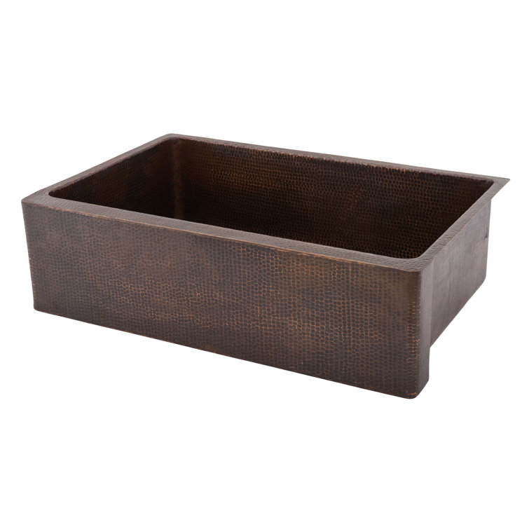 33" Hammered Copper Farmhouse Drop-In Kitchen Sink
