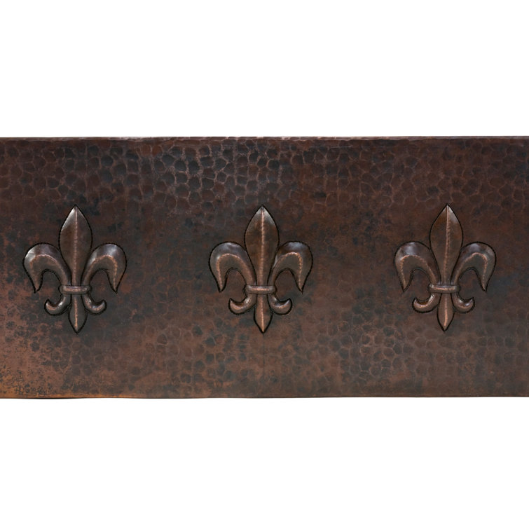 33" Hammered Copper Farmhouse Apron Sink with Fleur De Lis
