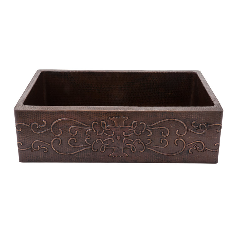 33" Hammered Copper Farmhouse Apron Front Kitchen Sink