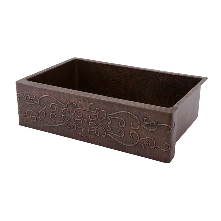 33" Hammered Copper Farmhouse Apron Front Kitchen Sink
