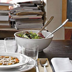 White Ceramic 10.25" Minimalist Salad Serving Bowl