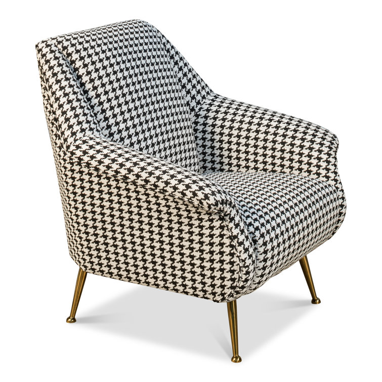 Ziegfeld 32'' Black Linen and Gold-Tone Modern Armchair