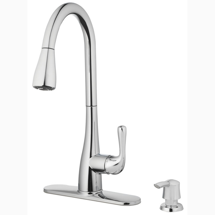 Chrome Pull-Down Kitchen Faucet with Soap Dispenser