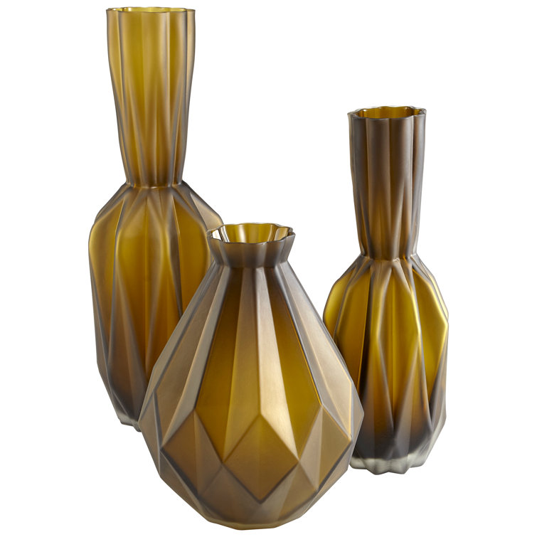 Sage Green Geometric Glass Table Vase - 12" Height