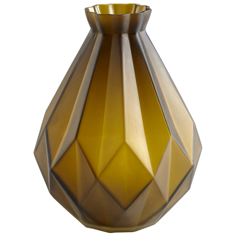 Sage Green Geometric Glass Table Vase - 12" Height