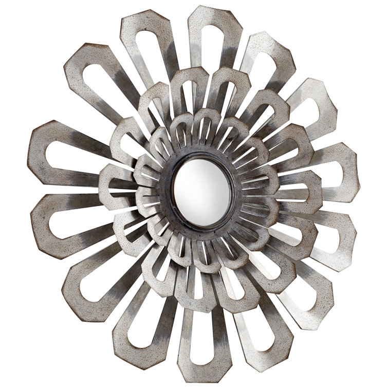 Eden Contemporary 30" Galvanized Round Metal Wall Mirror