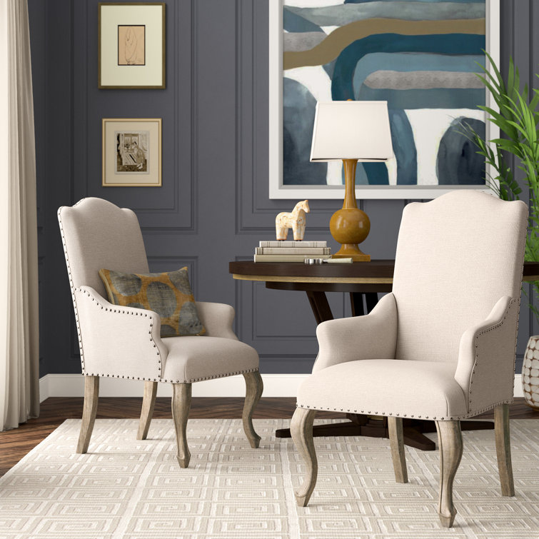 Campania Cream Linen & White Oak Transitional Armchair