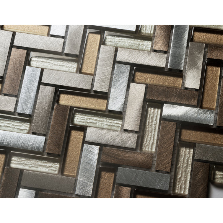 Twilight Series Multicolor Chevron Glass and Metal Mosaic Tile