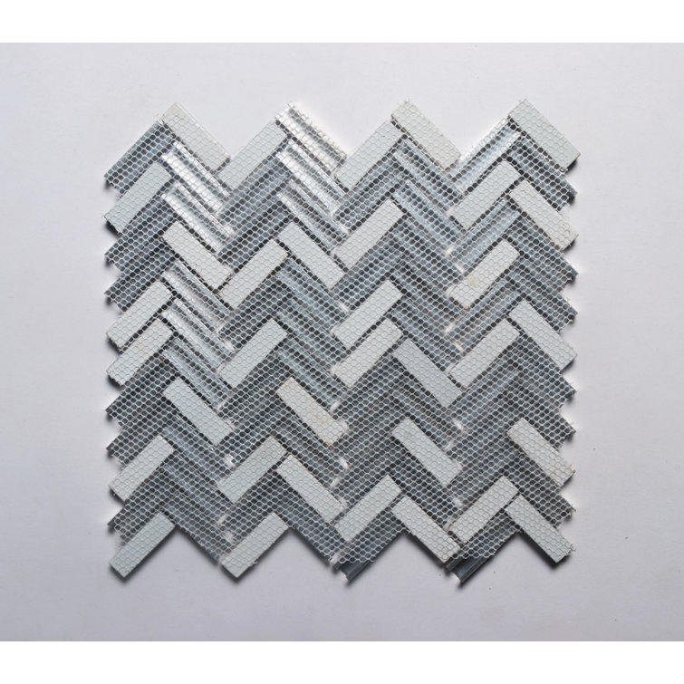 Twilight Series Multicolor Chevron Glass and Metal Mosaic Tile