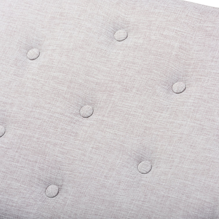 Grayish Beige Foam Upholstered Bench with Walnut Finish
