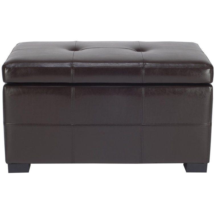 Maiden Black Faux Leather Tufted Storage Bench