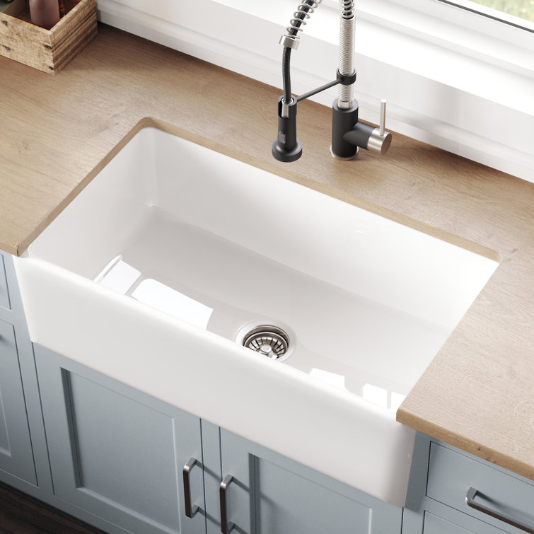 Matte White Fireclay Farmhouse Single Bowl Sink