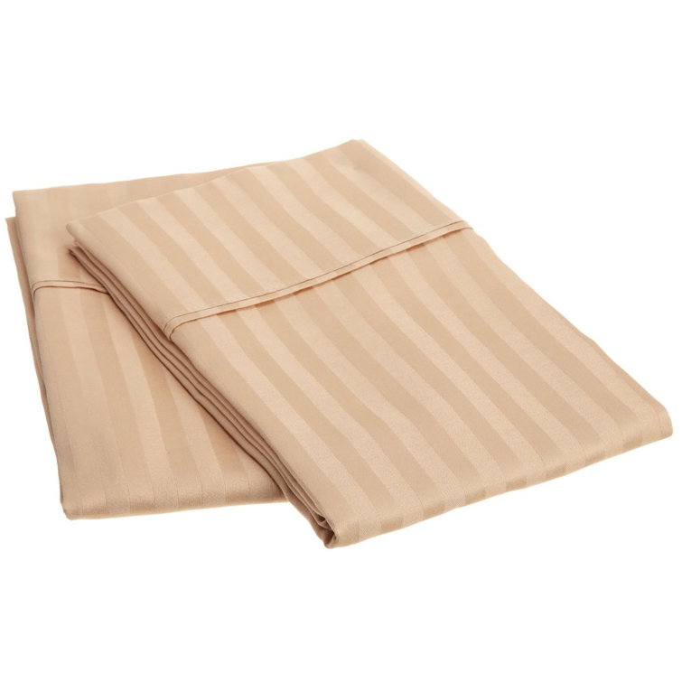 Gray King Size Cotton Pillowcase Set with Stripe Pattern