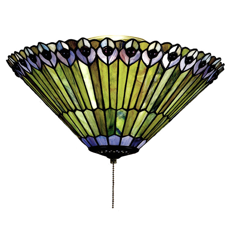 Amethyst Jewel Peacock 3-Light Bronze Glass Flush Mount