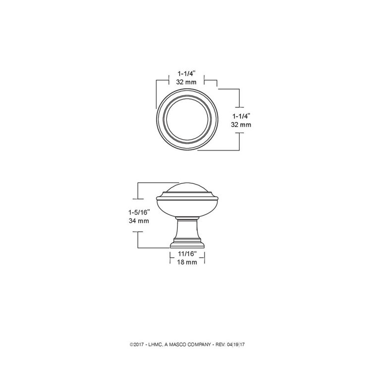 Classic Round Bronze and Copper Cabinet Knob with Mounting Hardware
