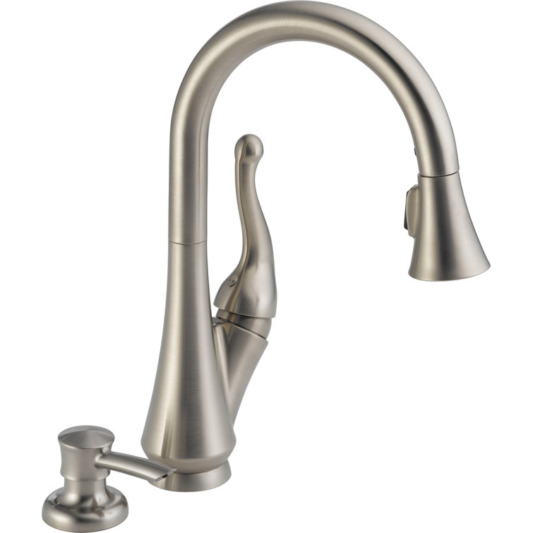 Hazelwood Stainless Steel Pull-Down Kitchen Faucet with Soap Dispenser