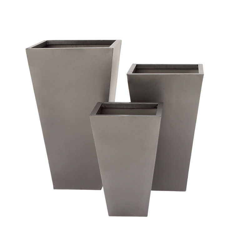 Gray Tall Modern Indoor/Outdoor Planter Set of 3