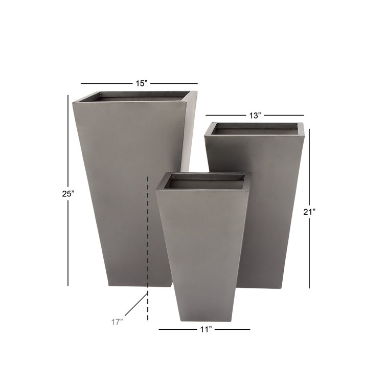 Gray Tall Modern Indoor/Outdoor Planter Set of 3