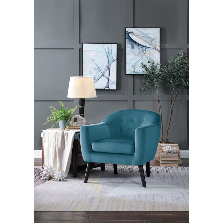 Teal Blue Velvet Lawson Accent Chair with Oak Legs