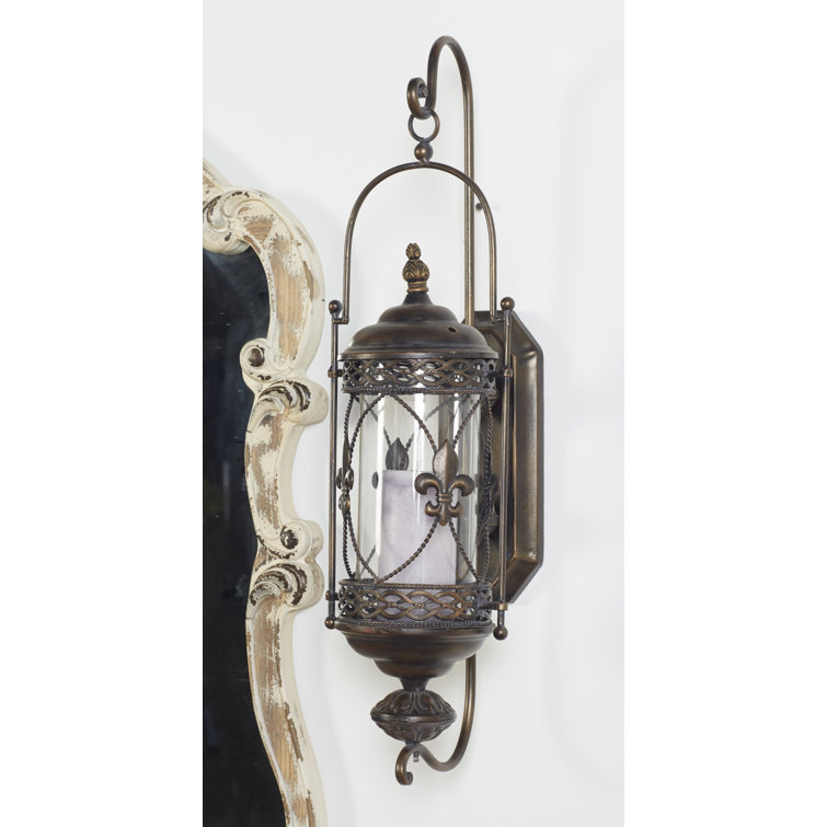 30" Bronze Matte Hurricane Candle Lantern Wall Sconce