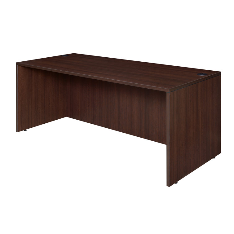 Ash Gray 71-Inch Wood Credenza Desk with Drawer